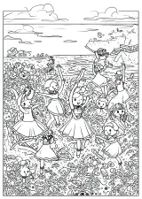 ドガ風・海辺の塗り絵