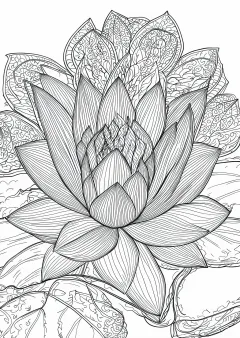 蓮の植物画（大人向け）