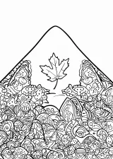 紅葉狩り風景の塗り絵(こまかい)