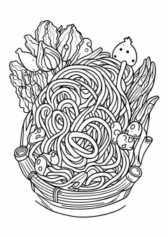流しそうめんの塗り絵