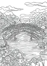 モネ風・水辺の橋の塗り絵