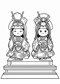 ひな祭りの塗り絵