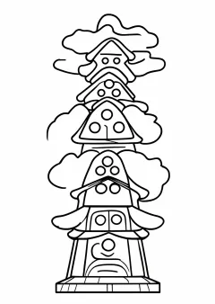 だるま落としの塗り絵