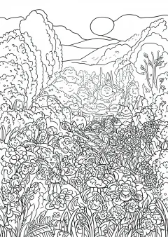 モネ風・朝の塗り絵