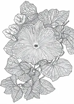 朝顔の植物画（大人向け）