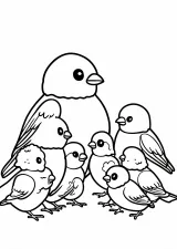 すずめ家族の塗り絵