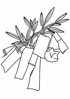 笹飾りの塗り絵（高齢者向け・簡単）