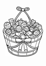 ハロウィン・お菓子バスケットの塗り絵