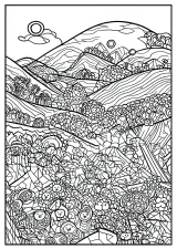 セザンヌ風・丘の塗り絵
