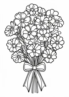 お花の塗り絵（花束）