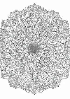 マンダラ模様（花）の塗り絵（大人向け）