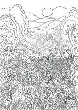 モネ風・朝の塗り絵