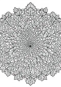 秋の花マンダラの塗り絵（こまかい）
