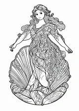 ヴィーナスの誕生の塗り絵
