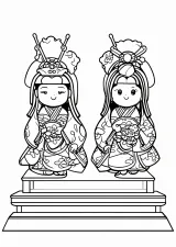 ひな祭りの塗り絵