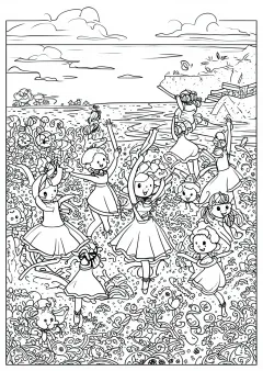 ドガ風・海辺の塗り絵