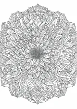 マンダラ模様（花）の塗り絵（大人向け）