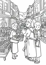 モリゾー風・市場の塗り絵