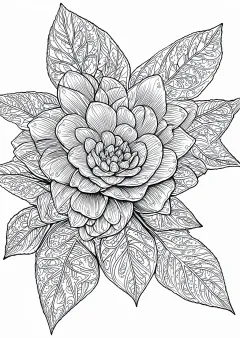 椿の植物画（大人向け）