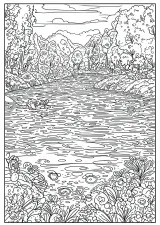 ルノワール風・川の塗り絵