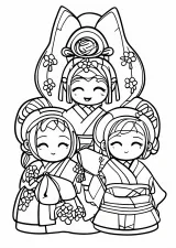 ひな祭りひな人形の塗り絵