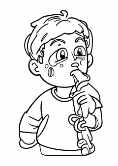 パイプをくわえた少年の塗り絵
