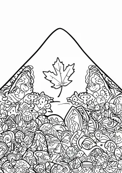 紅葉狩り風景の塗り絵（こまかい）