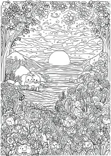 モネ風・夕暮れの塗り絵