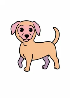 歩いている犬の塗り絵（見本）