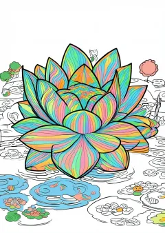 睡蓮の塗り絵（見本）