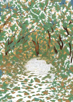 紅葉道の風景画（見本）