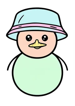 雪だるまの塗り絵（簡単）（見本）