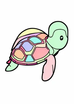 数字ぬりえ・かめ（脳トレ）（見本）