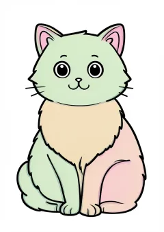 座っている猫の塗り絵（見本）
